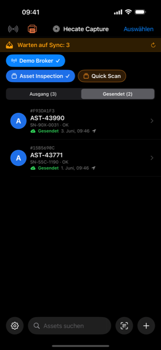 Übermittelte Assets, vom Broker bestätigt